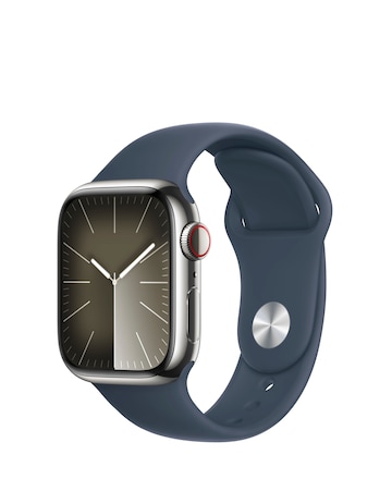 Apple Watch Series 9 Cellular 41mm Silver Stainless Steel, Blue Sport Band - M/L