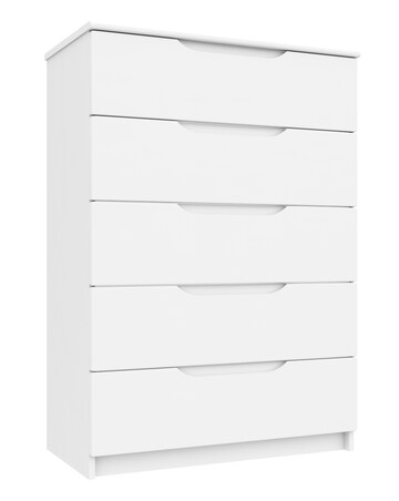 Sorrento High Gloss Assembled 5 Drawer Wide Chest