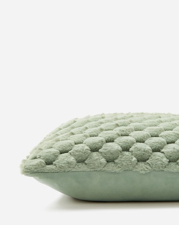 Scallop Faux Fur Cushion - Sage Green