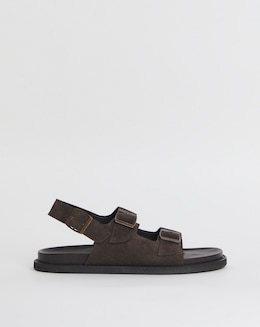 Suede Buckle Backstrap Sandal Wide