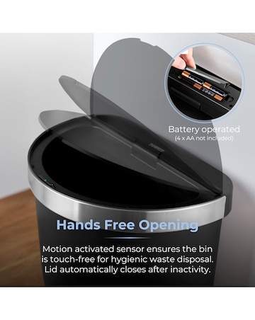 Tower Black 50L Curved Sensor Bin