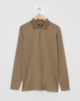 Premium 100% Mercerised Zip Polo- Mocha