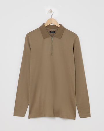 Premium 100% Mercerised Zip Polo- Mocha
