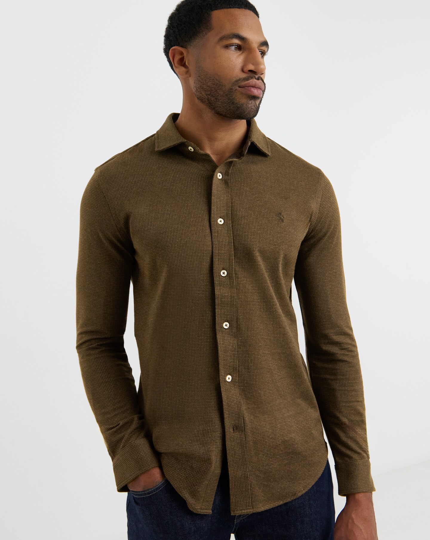Polo Ralph Lauren Long Sleeve Stretch Jersey Shirt - Brown | Jacamo