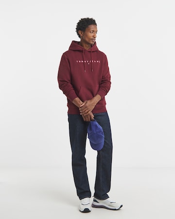 Tommy Jeans Linear Contrast Logo Hoodie - Wine