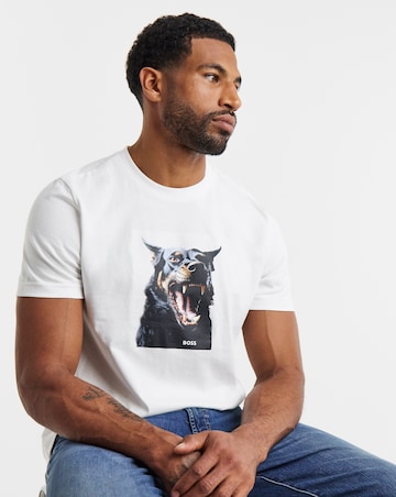 BOSS Short Sleeve Doberman Graphic T-Shirt - White