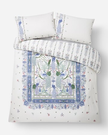 Chiara Peacock Border Cotton Blend Reversible Duvet Cover Set