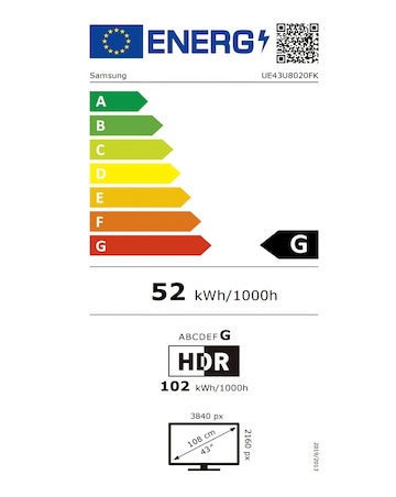 Samsung UE43U8020FKXXU 43in Crystal UHD 4K Smart TV