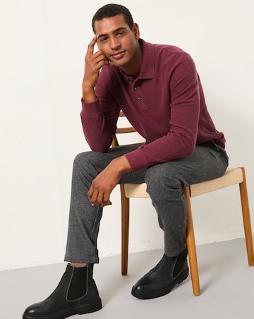 FatFace Shawford Long Sleeve Polo (Regular & Tall) - Burgundy