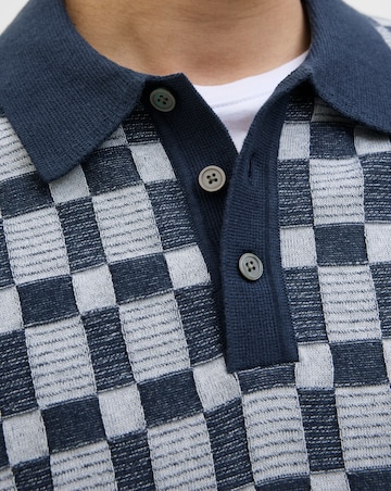 Jack & Jones Premium Alvin Pattern Knitted Polo - Navy