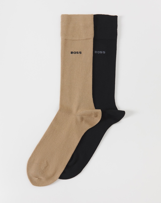 BOSS 2 Pack Socks - Black/Beige