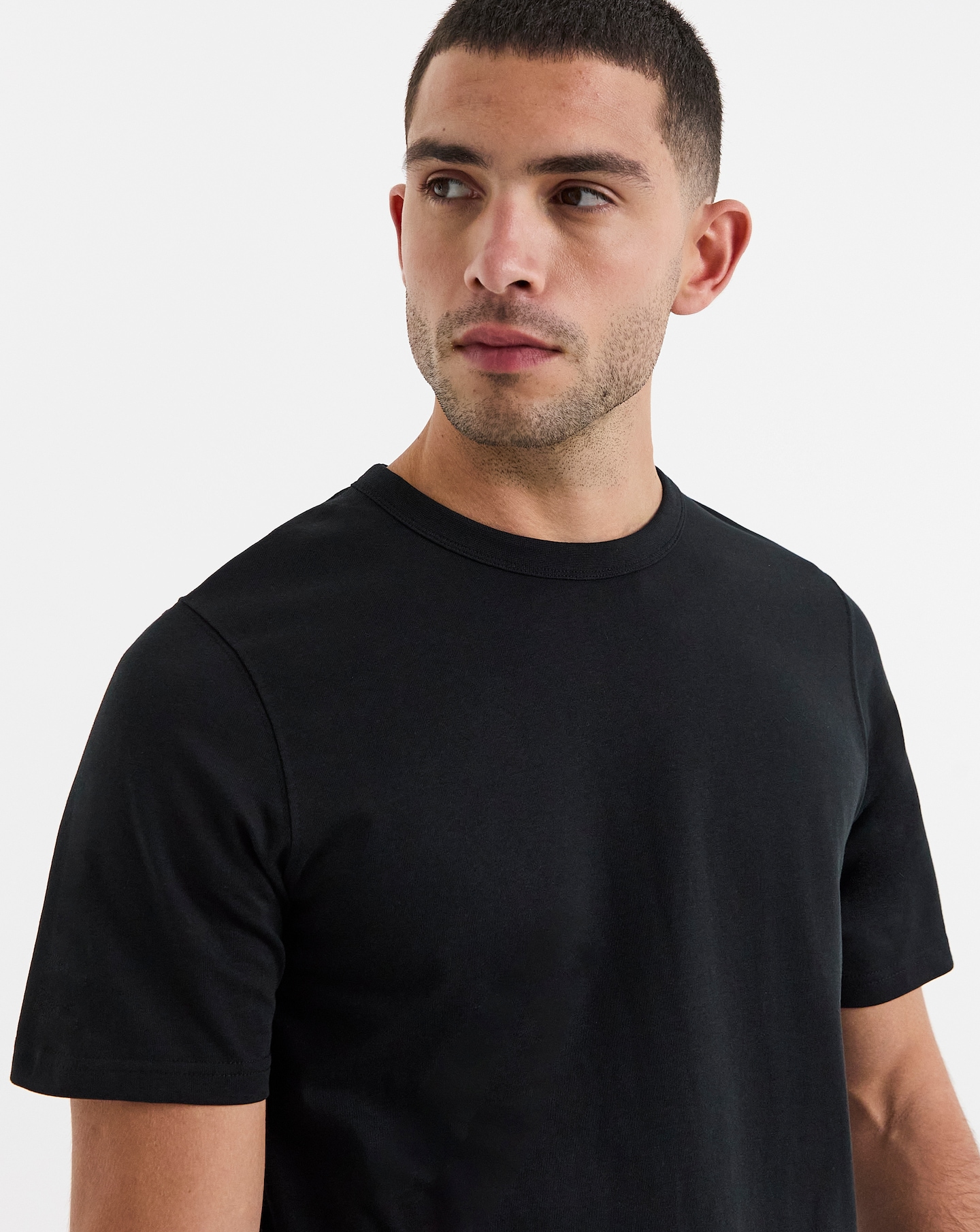 Heavyweight Crew Neck T-Shirt Long Length- Black