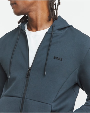 BOSS Zip Through Contrast Hoodie - Navy