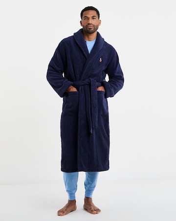 Polo Ralph Lauren Script Shawl Collar Robe - Navy