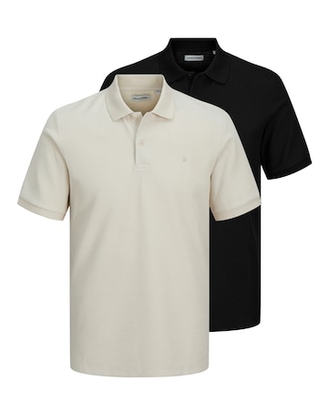 Jack & Jones Austin Waffle Polo 2 Pack - Black/Cream