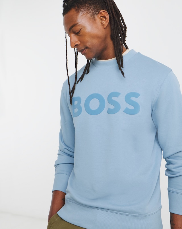 BOSS Classic Logo Crew Neck Sweat - Light Blue