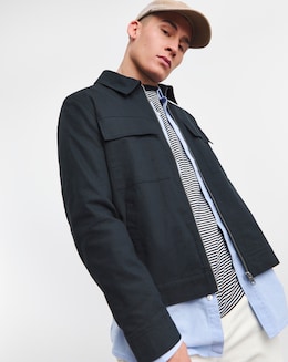 Navy Linen Blend Jacket