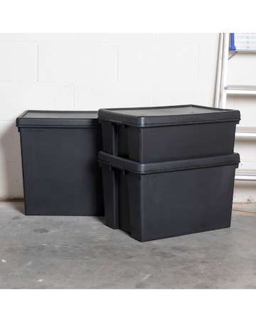 Wham Bam Multisize Heavy Duty Box & Lid Recycled Black 3Pk
