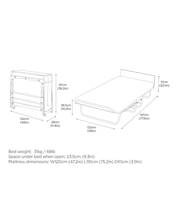Jay-Be Supreme Automatic Folding Bed with e-Pocket Sprung Mattress Small Double