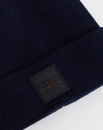 BOSS Logo Badge Beanie - Navy