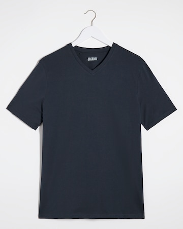 Pure Cotton V-Neck T-Shirt Long- Navy