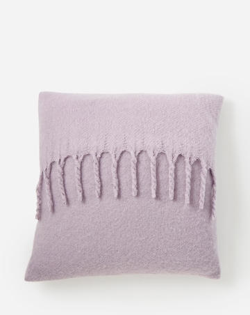Faux Mohair Fringed Cushion - Lilac