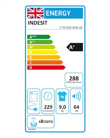 Indesit C YD 92D WW UK 9kg Heat Pump Tumble Dryer - White