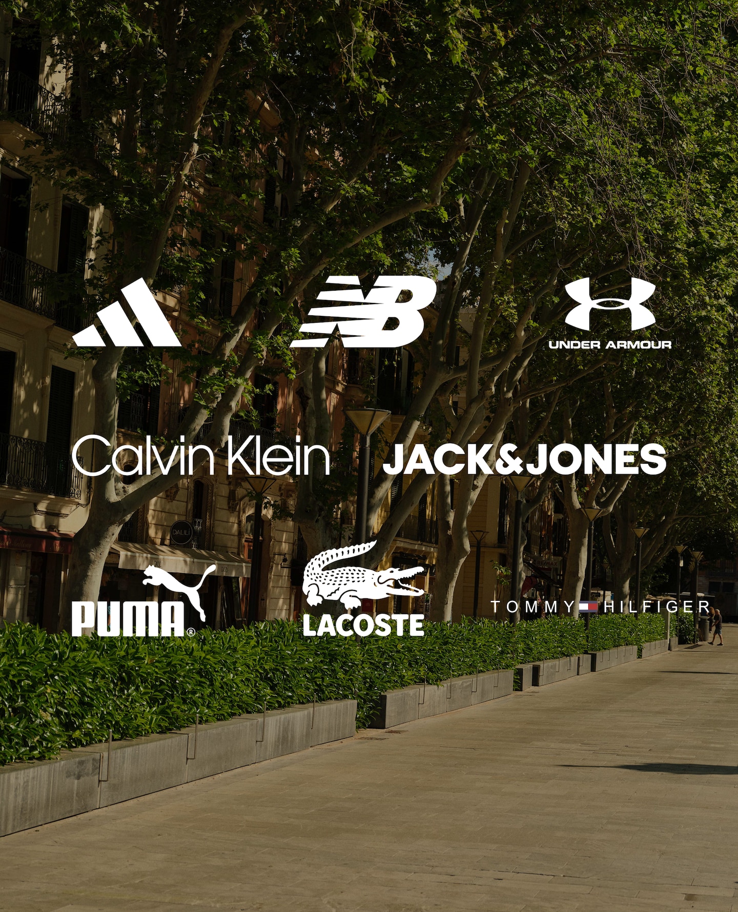 adidas, New Balance, Under Armour, Calvin Klein, Jack & Jones, Puma, Lacoste and Tommy Hilfiger