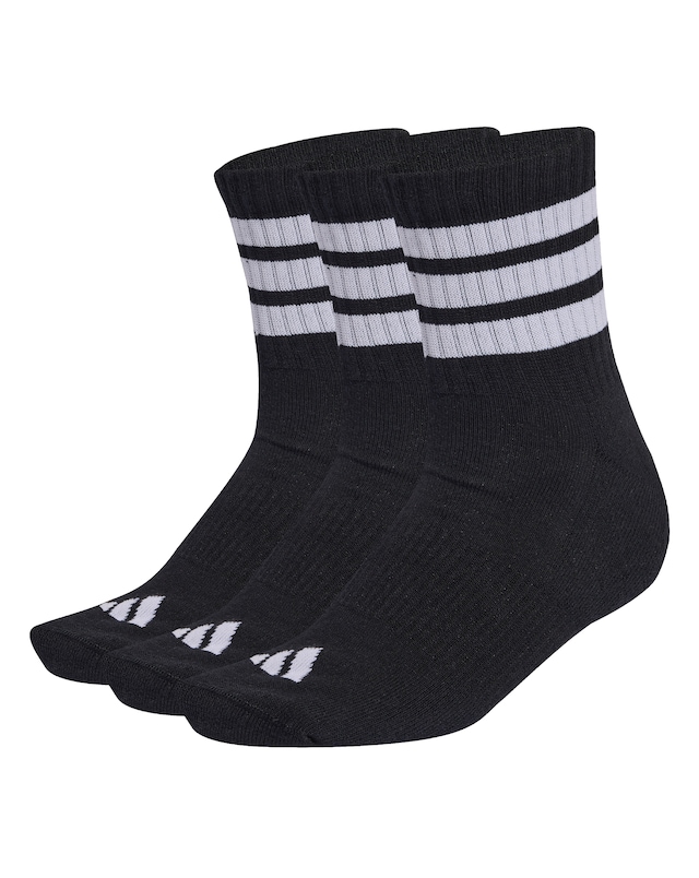 adidas 3 Stripe Essentials 3 Pack Mid Socks