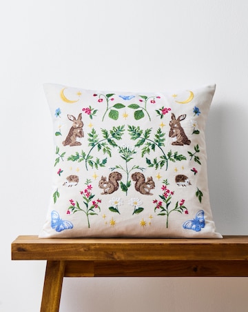 Woodland Animals Embroidered Cushion