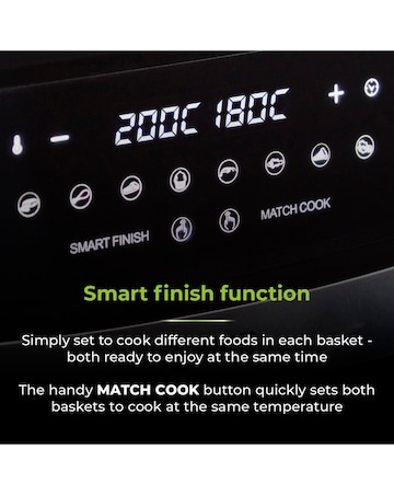 Tower 2x 4.5Litre 1600W Vortex Black Dual Basket Digital Air Fryer T17088