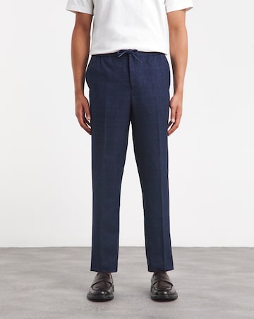 Navy Check Smart Jogger Waistband Trouser