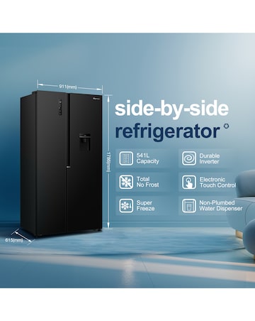 Fridgemaster MS91558DEB Non-Plumbed Total No Frost American Fridge Freezer Black