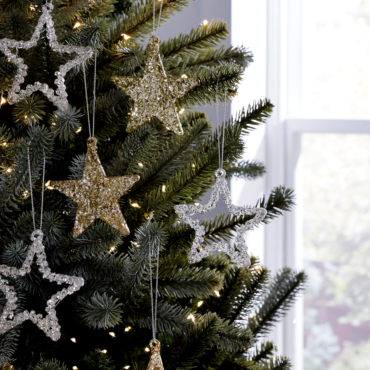 Close-up of star-shaped Christmas decorations