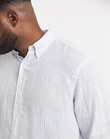 Polo Ralph Lauren Long Sleeve Stripe Linen Shirt - White/Blue
