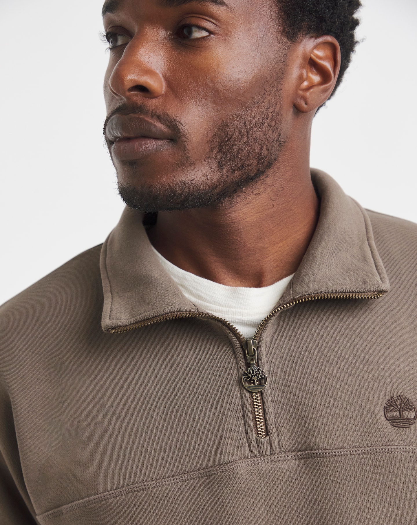 Timberland 1/4 Zip Sweatshirt - Brown | Jacamo
