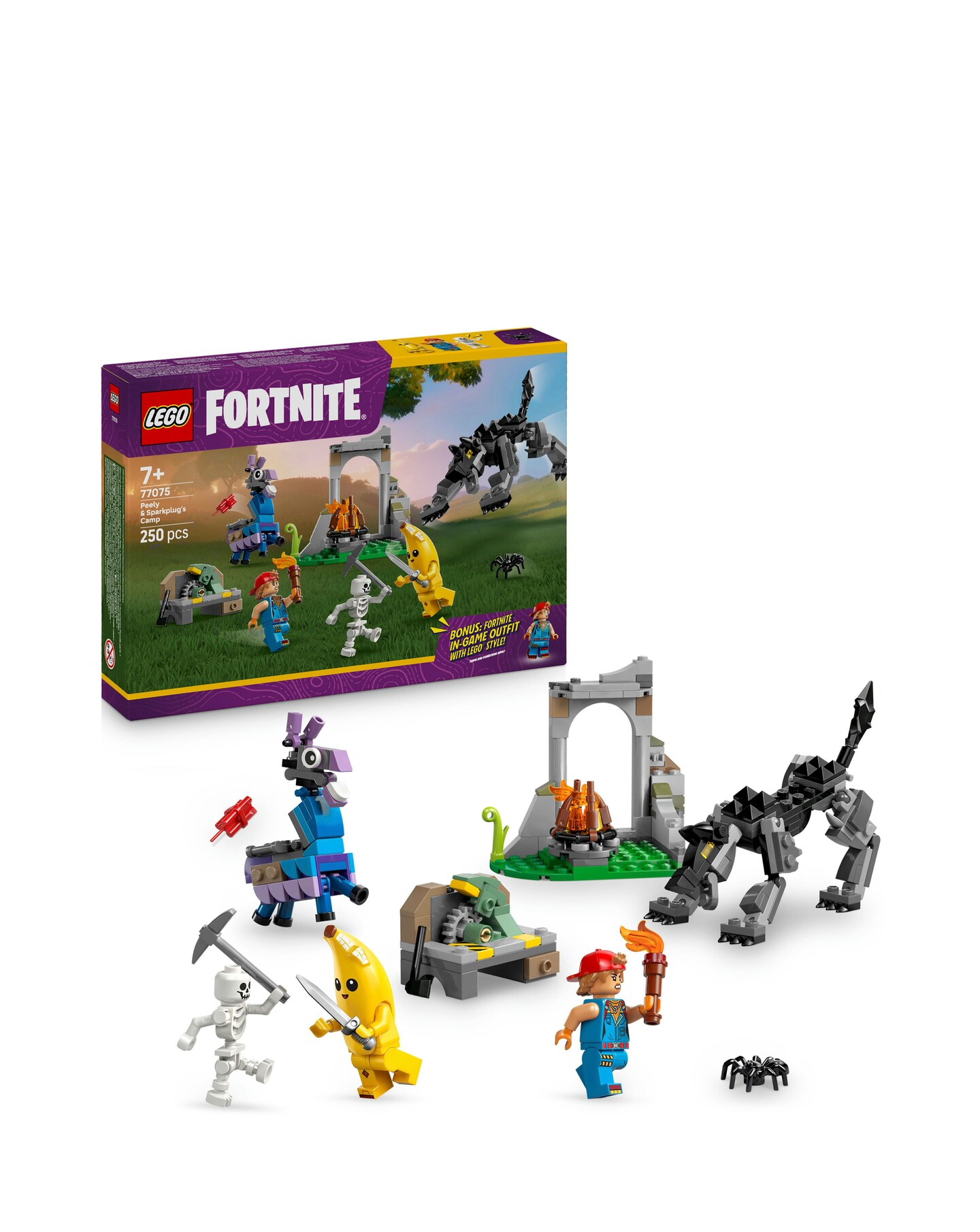 LEGO Fortnite Peely & Sparkplug's Camp Building Set with Game Figures 77075
