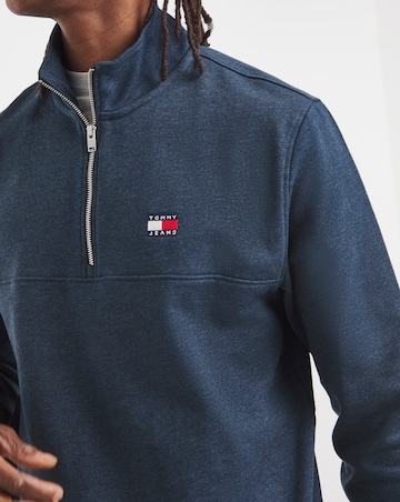 Tommy Jeans Badge 1/4 Zip Sweat - Navy Heather