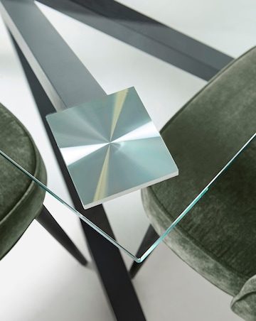 Bodie Black 6 Seater Dining Table with 6 Emilie Chenille Chairs