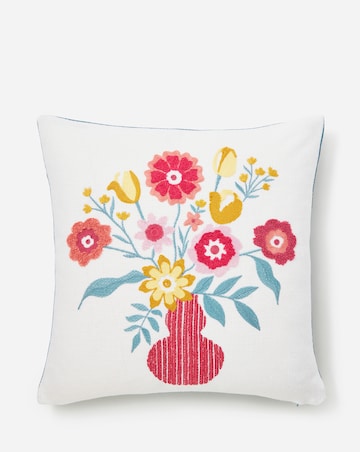 Deni Floral Boucle Embroidered Cushion