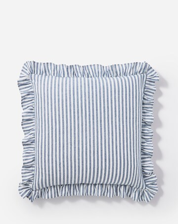 Sylvia Ruffled Stripe Cushion - Blue