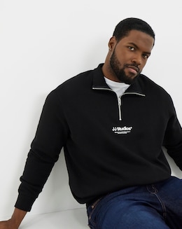 Jack &amp; Jones Soho 1/4 Zip Sweatshirt - Black