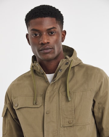 Khaki Hooded 4 Pocket Zip Up Jacket