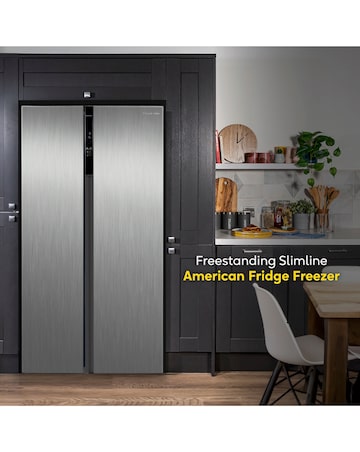 Russell Hobbs RH90AFF201SS Slim American Fridge Freezer - Inox- E Rated