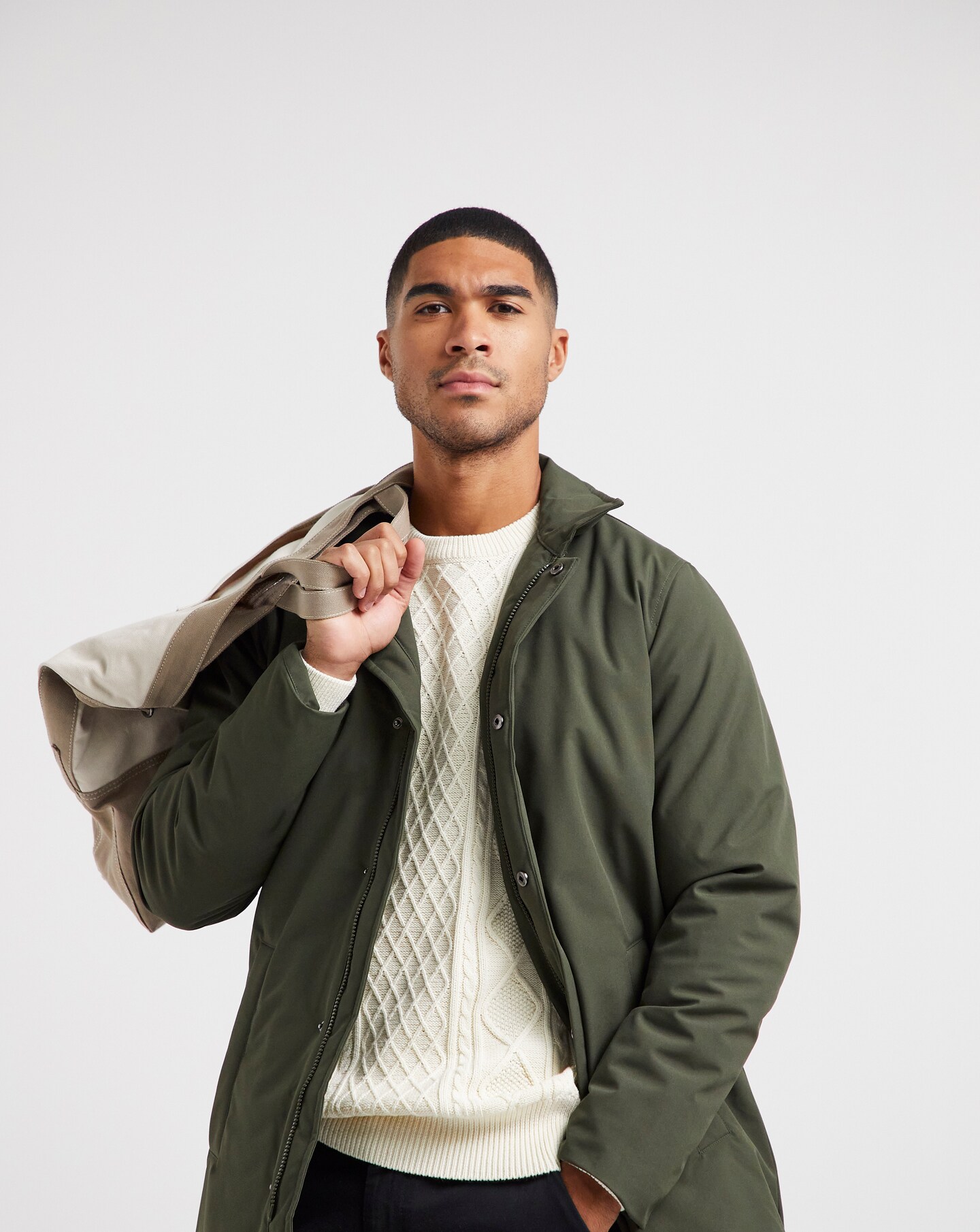 Khaki Padded Mac Coat Jacamo