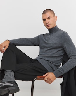 Calvin Klein Merino Quarter Zip Dark Grey Jumper