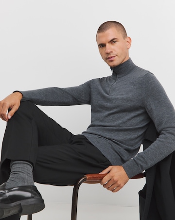 Calvin Klein Merino Quarter Zip Dark Grey Jumper