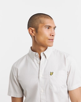 Lyle &amp; Scott Short Sleeve Slim Fit Gingham Shirt - Cove/White