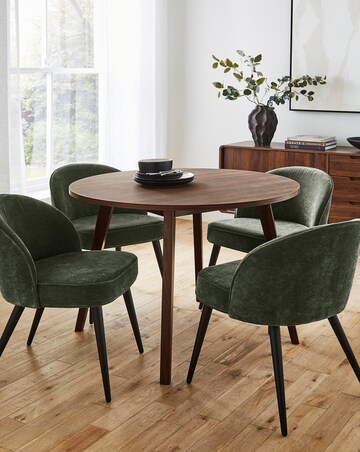 Oslo Round Dining Table with 4 Emilie Chenille Chairs