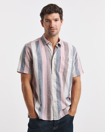 Barbour Portwell Short Sleeve Stripe Summer Fit Shirt - Pink